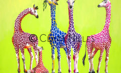 Giraffe Family on Spring Green - Clara Nilles