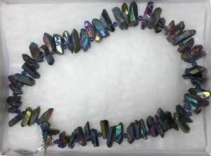 Quartz Necklace with Blue Swarovski Crystals