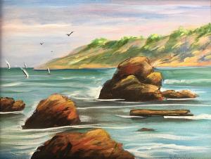 Oil Painting of a Coastal Scene