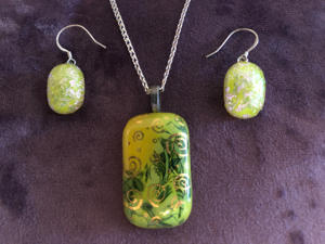 Dichroic Glass Pendant and Earring Set