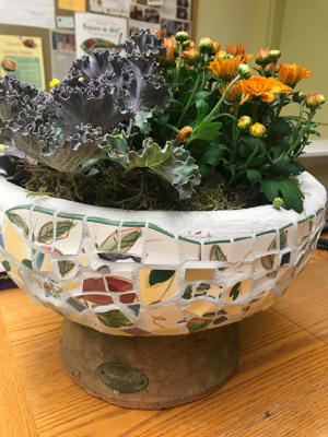 Original Mosaic Pot With Succulents