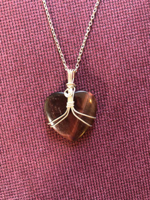 Tiger's Eye Heart Sterling Silver Necklace